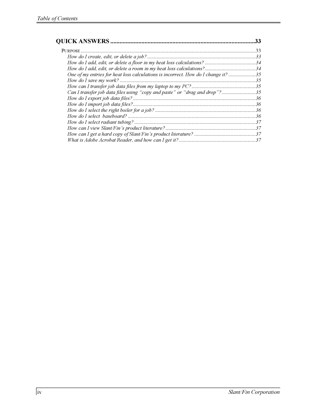 Slant/Fin Hydronic Explorer 2 user manual Quick Answers 