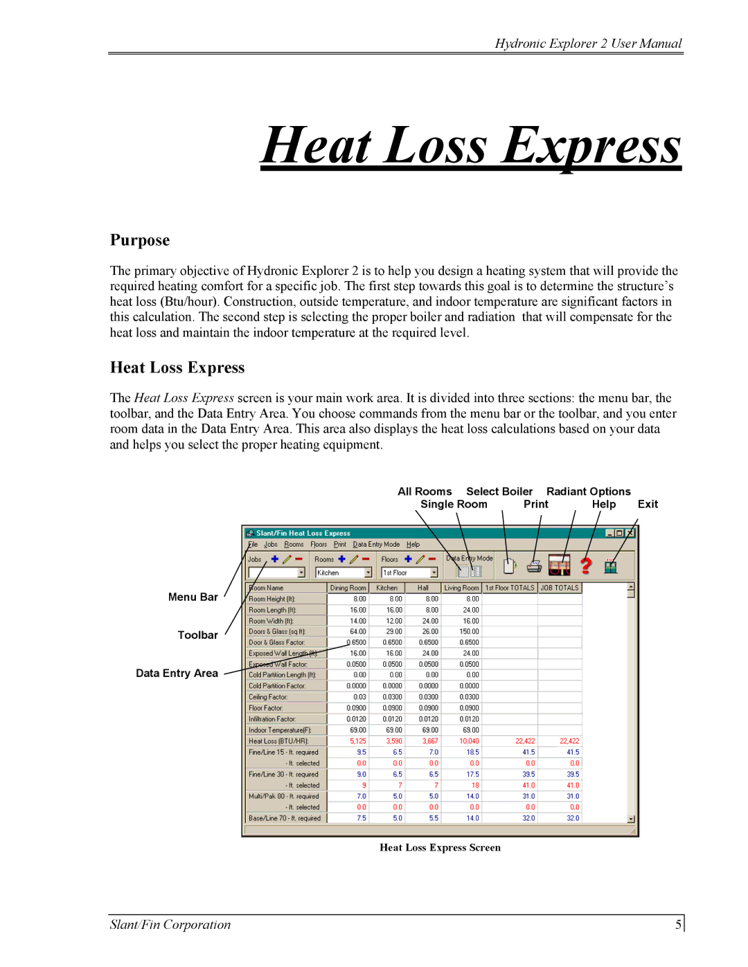 Slant/Fin Hydronic Explorer 2 user manual Heat Loss Express, Purpose 