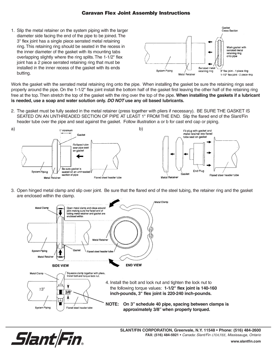 Slant/Fin L-Series installation instructions Caravan Flex Joint Assembly Instructions 