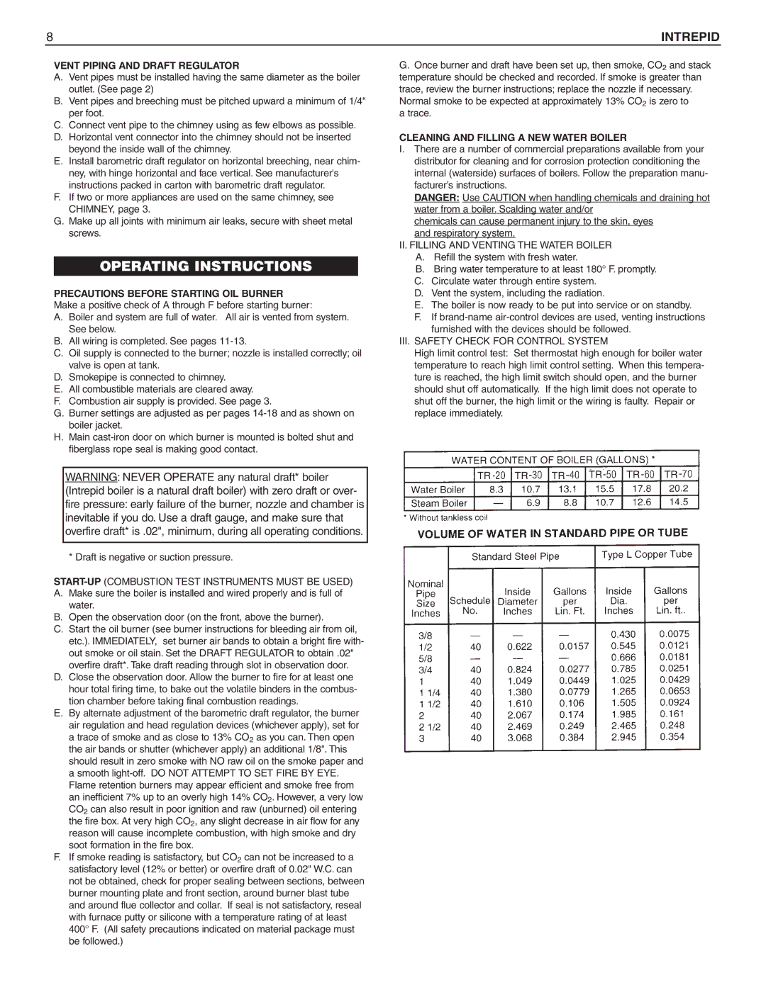 Slant/Fin Oil-fired Boiler dimensions Vent Piping and Draft Regulator, START-UPCOMBUSTION Test Instruments Must be Used 