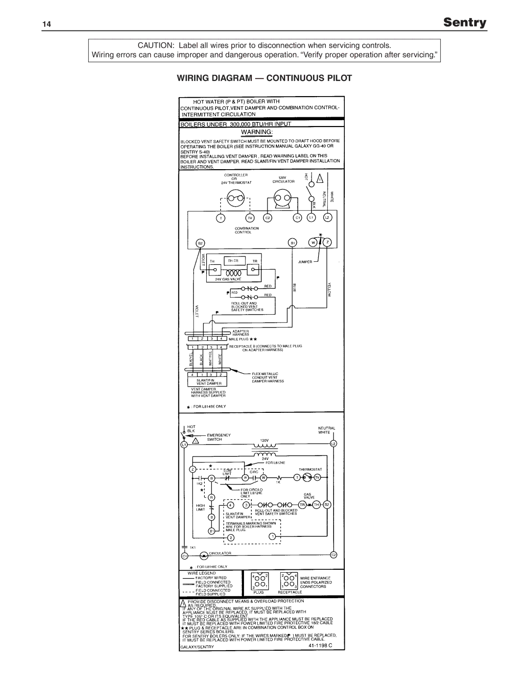 Slant/Fin SX-150, S-150, SX-210 dimensions Wiring Diagram Continuous Pilot 