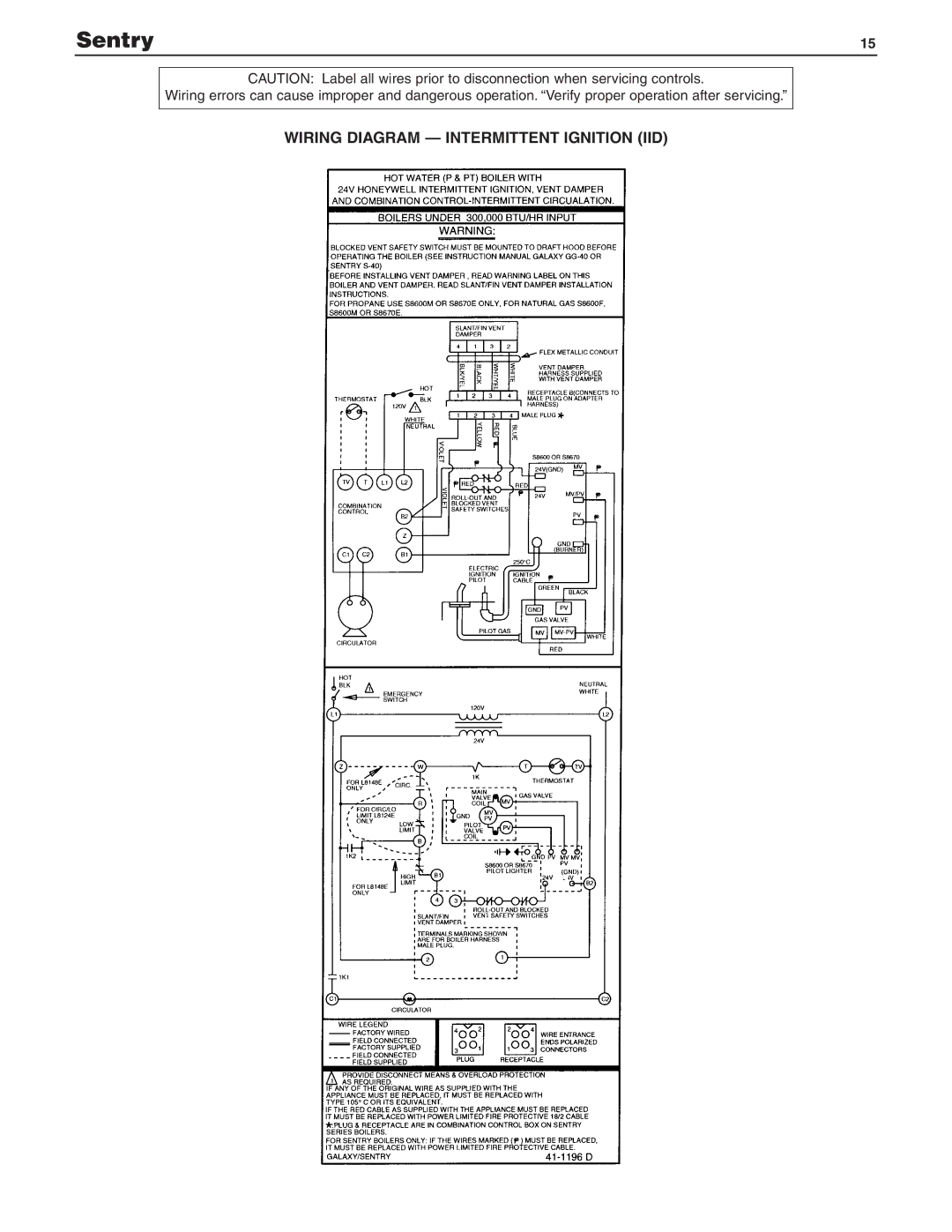 Slant/Fin S-150, SX-210, SX-150 dimensions Wiring Diagram Intermittent Ignition IID 