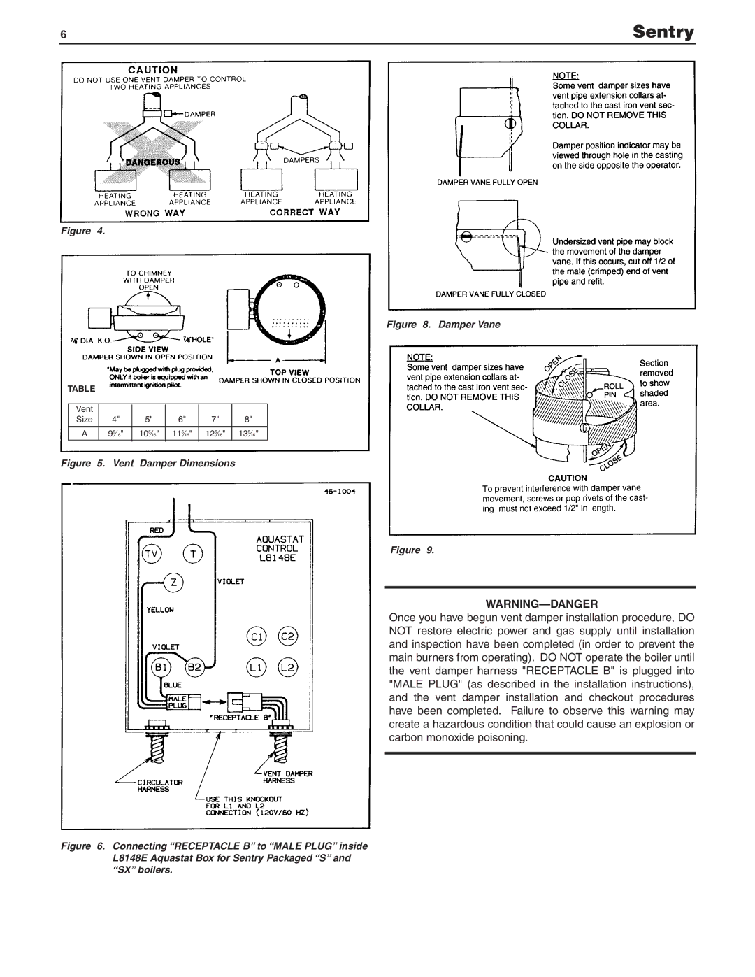 Slant/Fin S-150, SX-210, SX-150 dimensions Damper Vane 