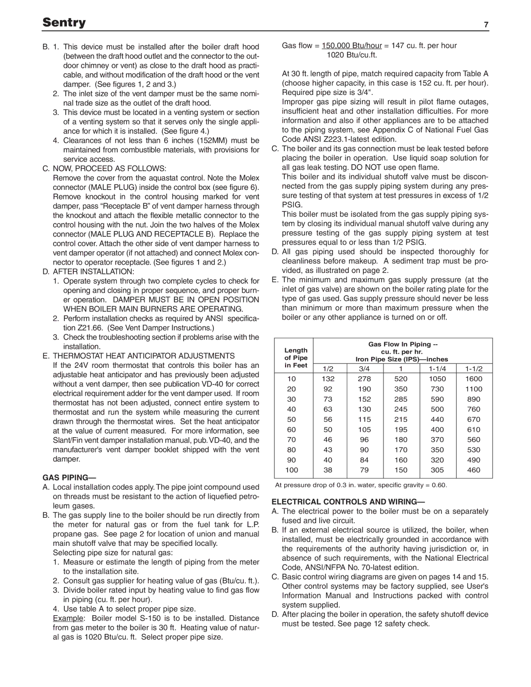 Slant/Fin SX-210, S-150 NOW, Proceed AS Follows, After Installation, Thermostat Heat Anticipator Adjustments, GAS Piping 