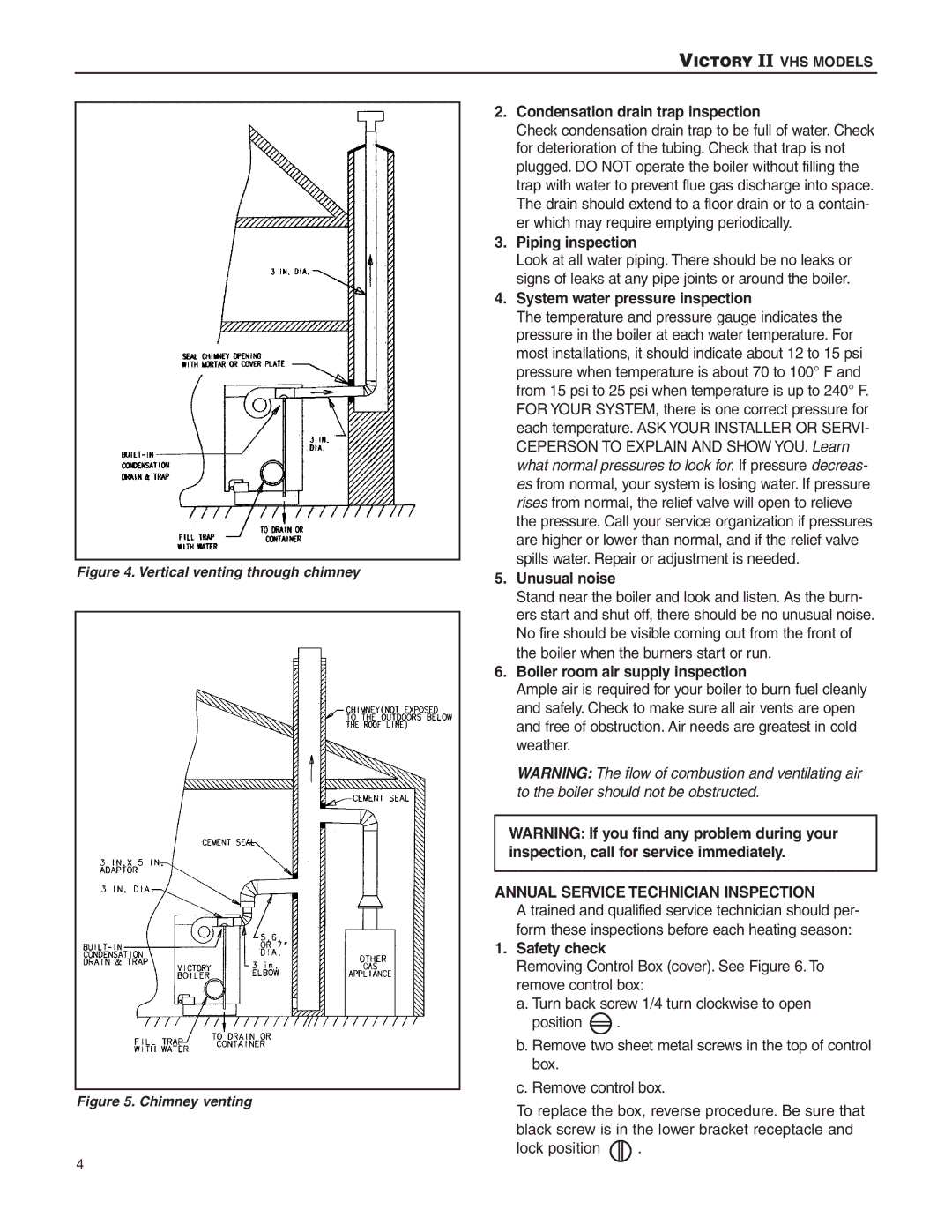 Slant/Fin VHS-120, VHS-150, VHS-90 user service Annual Service Technician Inspection 