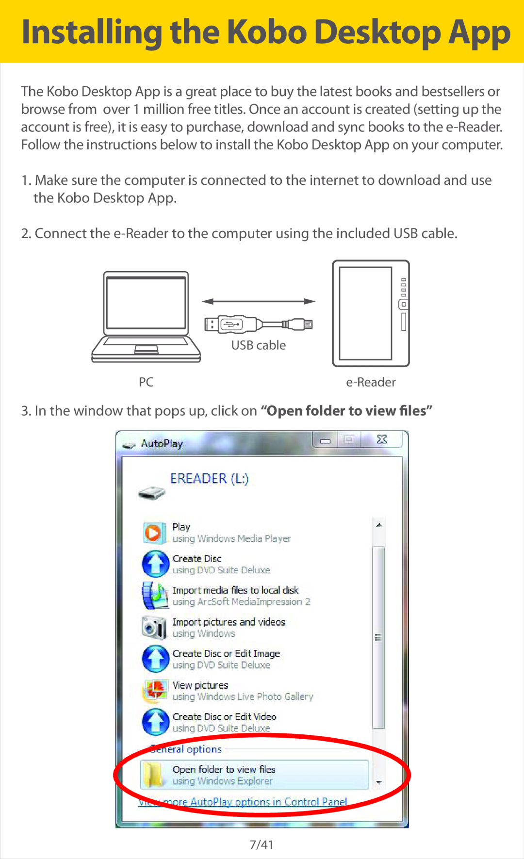 Slick ER701 manual Installing the Kobo Desktop App 