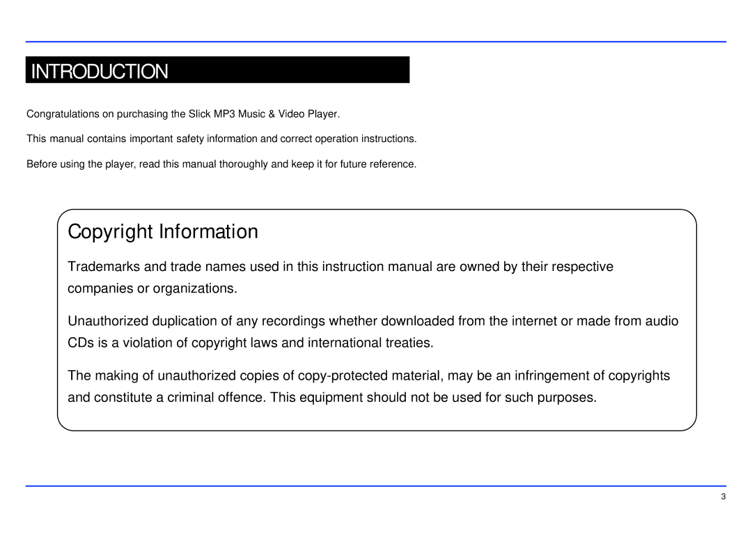 Slick MP402-2 manual Introduction, Copyright Information 