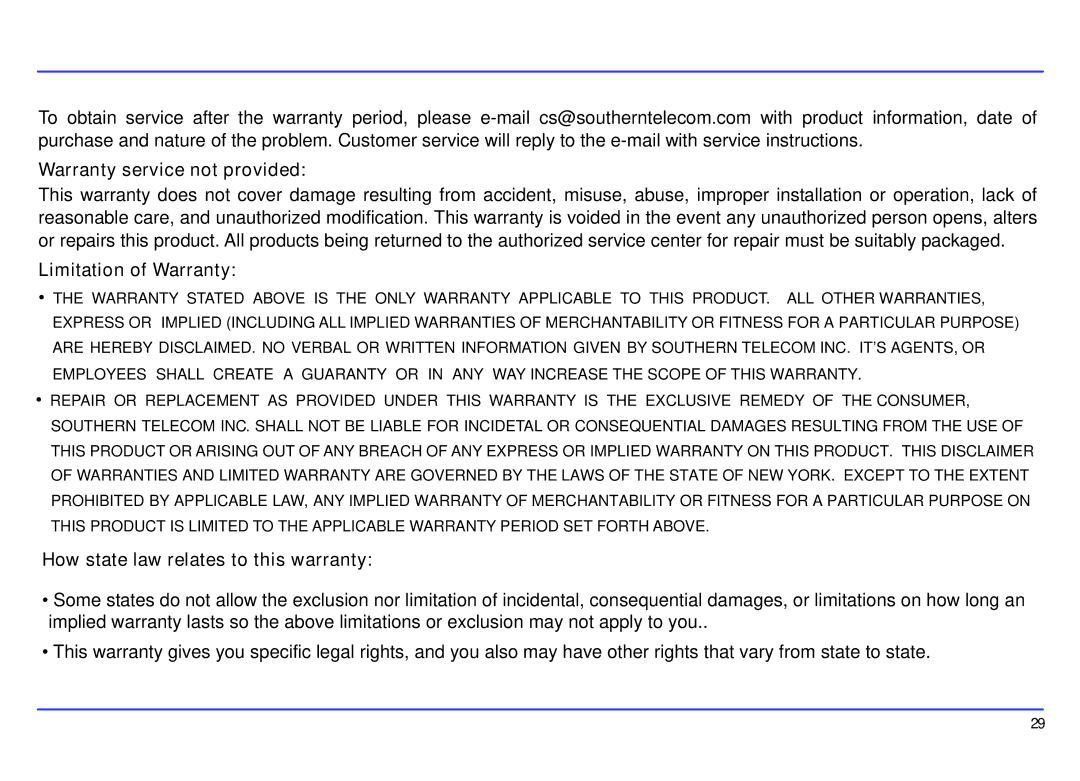 Slick MP413-2 manual Warranty service not provided, Limitation of Warranty, How state law relates to this warranty 