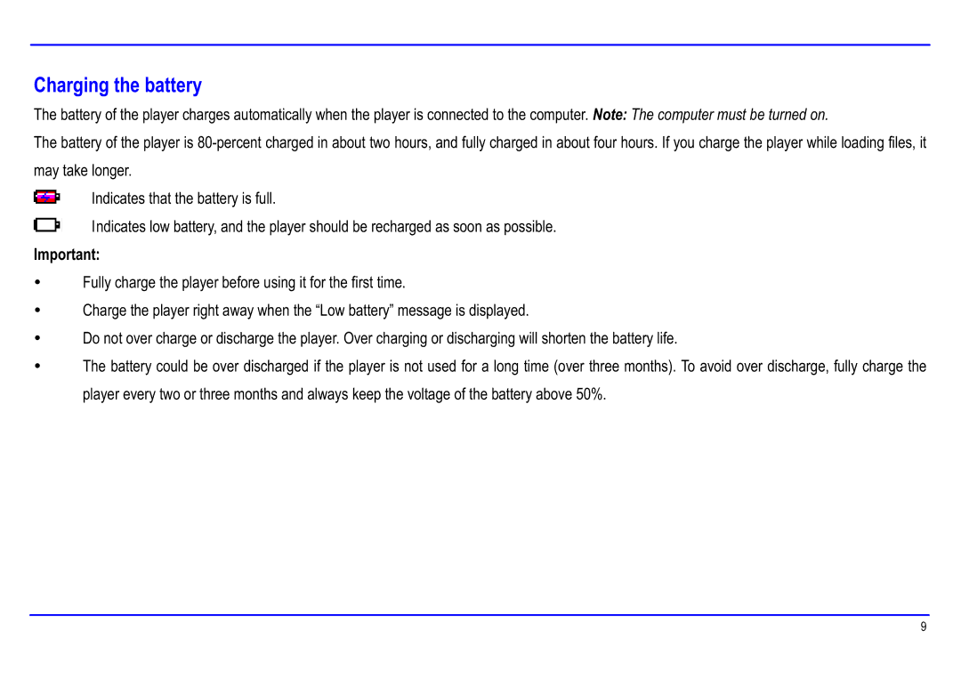 Slick MP416-1 manual Charging the battery 