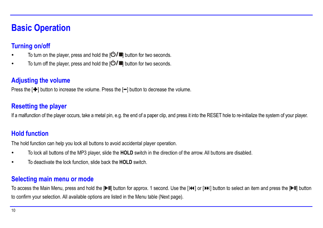 Slick MP416-1 manual Basic Operation 