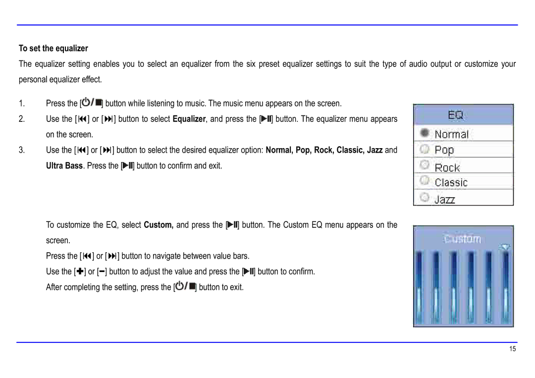 Slick MP416-1 manual To set the equalizer 