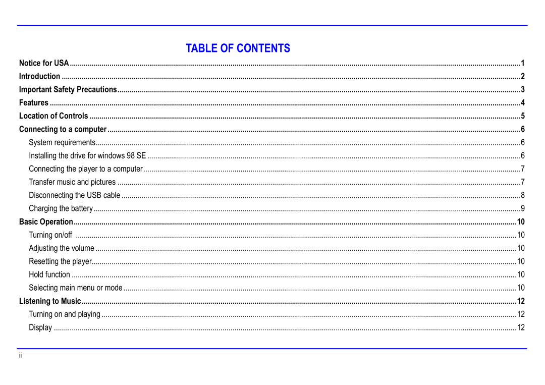 Slick MP416-1 manual Table of Contents 