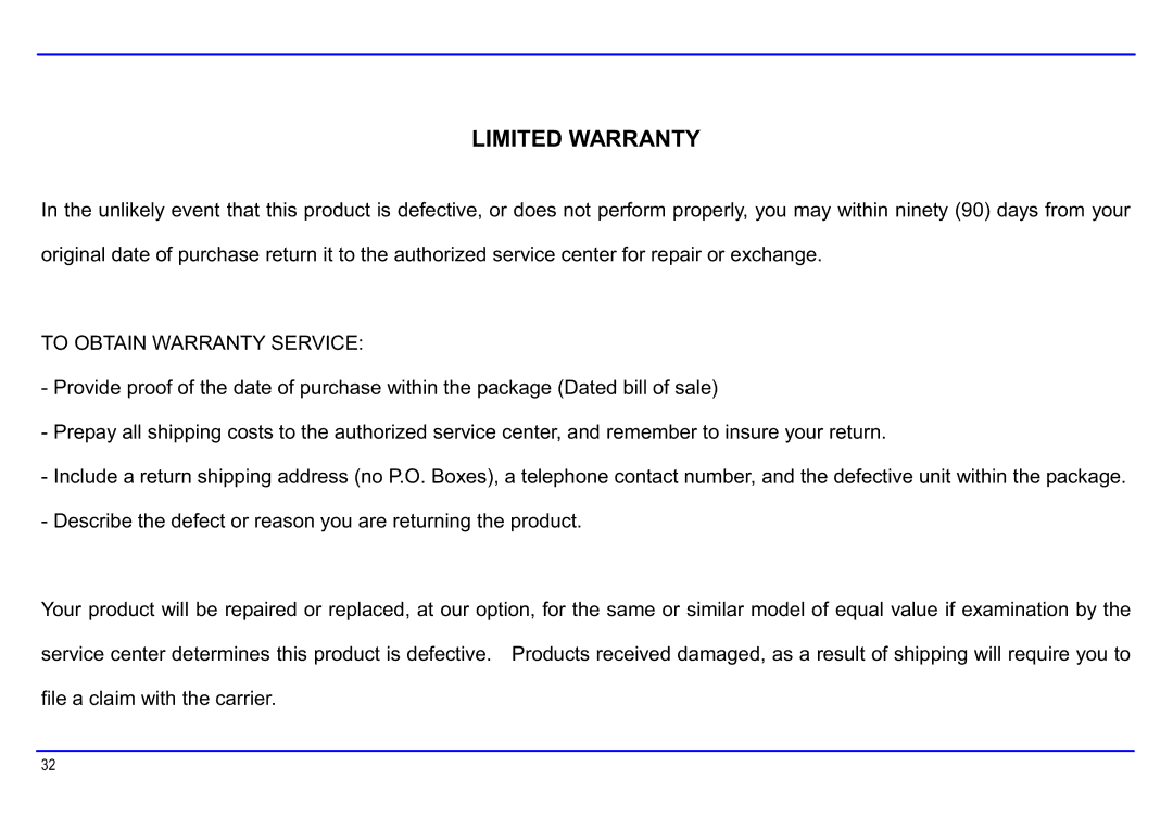 Slick MP416-1 manual Warranty 