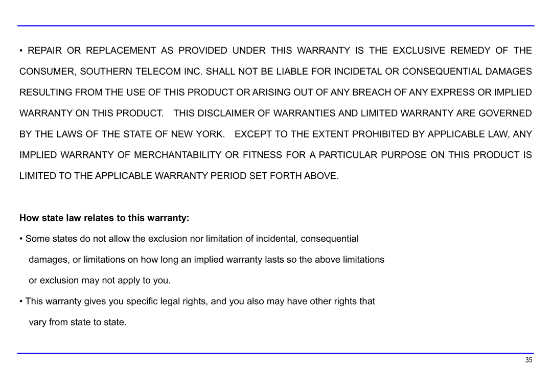 Slick MP416-1 manual How state law relates to this warranty 