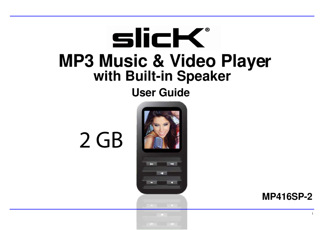 Slick MP416SP-2 manual MP3 Music & Video Player 