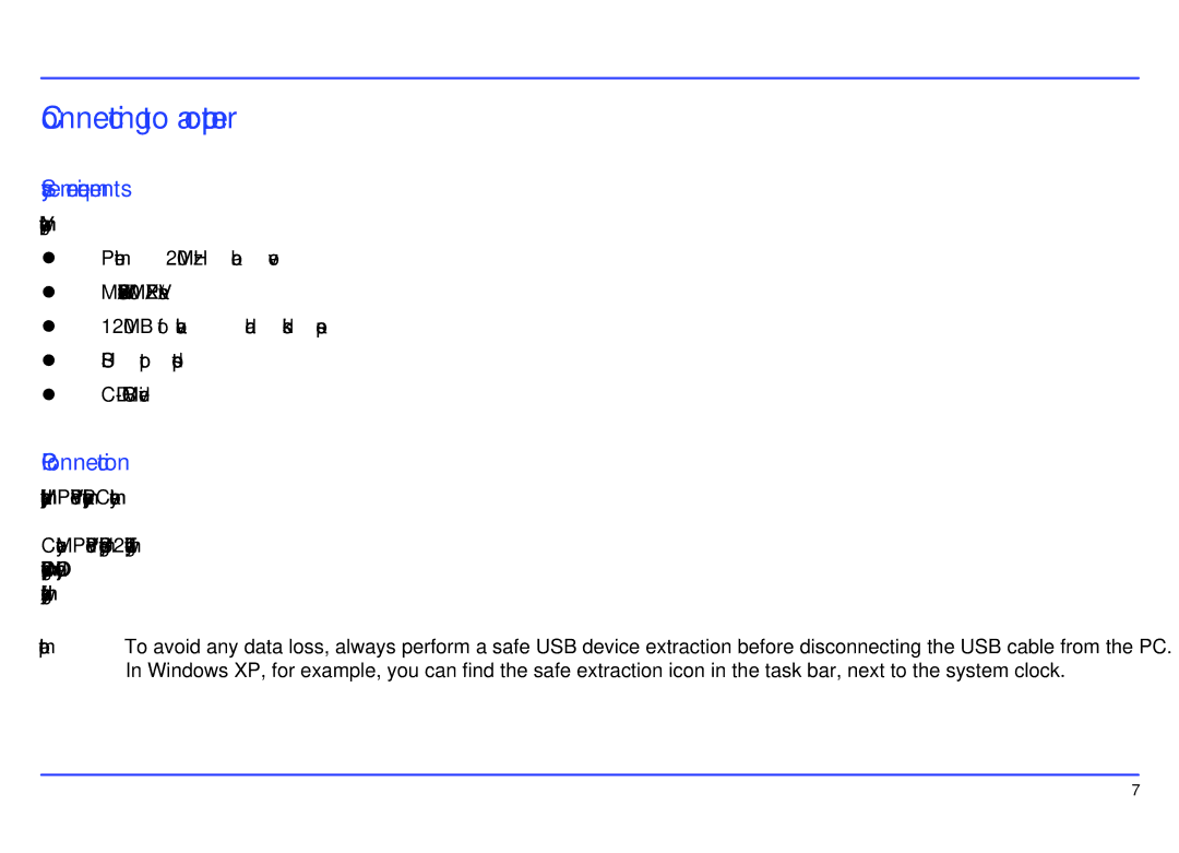 Slick MP417-2CB manual Connecting to a computer, System requirements, PC connection 