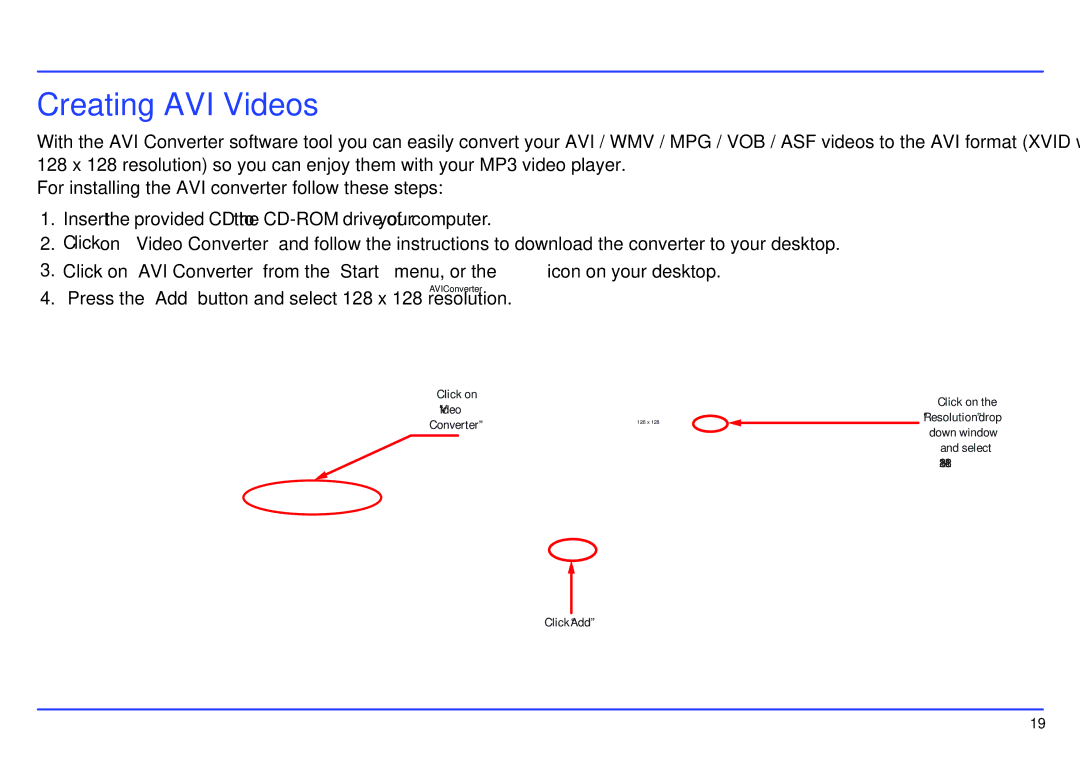 Slick MP417-2CB manual Creating AVI Videos 