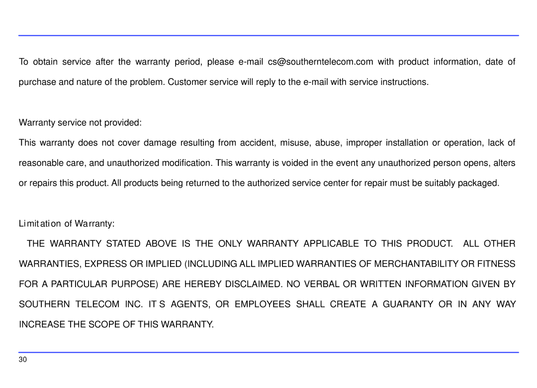 Slick MP417-2CB manual Warranty service not provided, Limitation of Warranty 