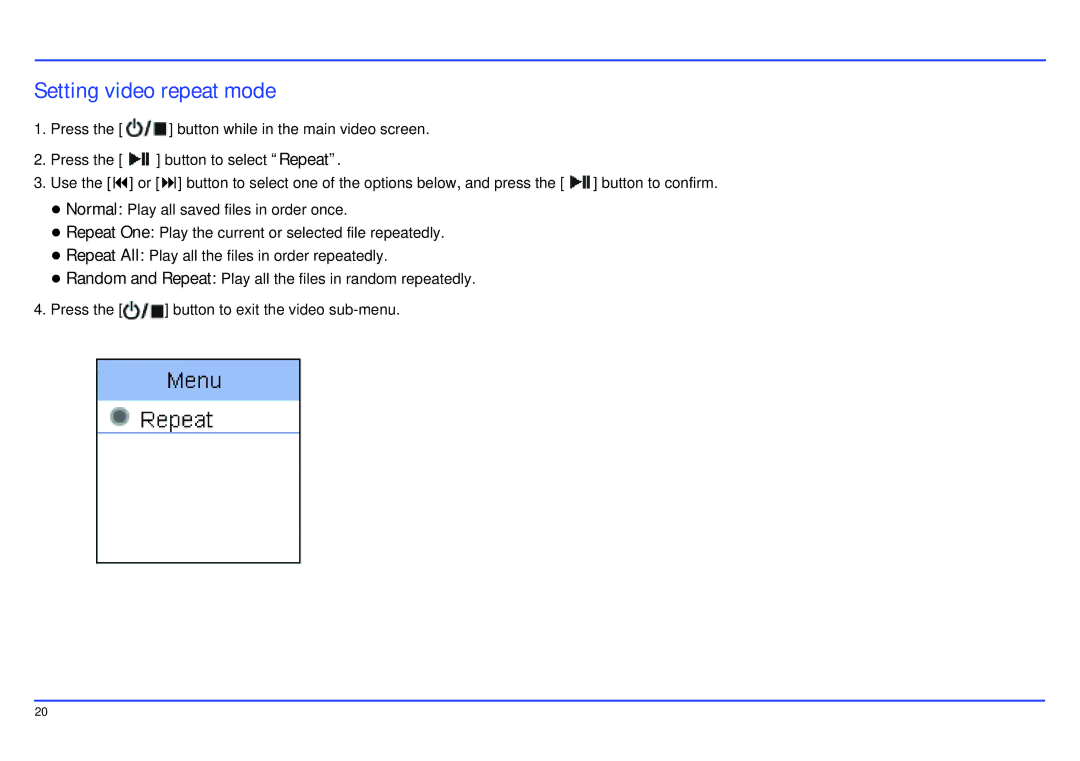 Slick MP517TM-2 manual Setting video repeat mode 