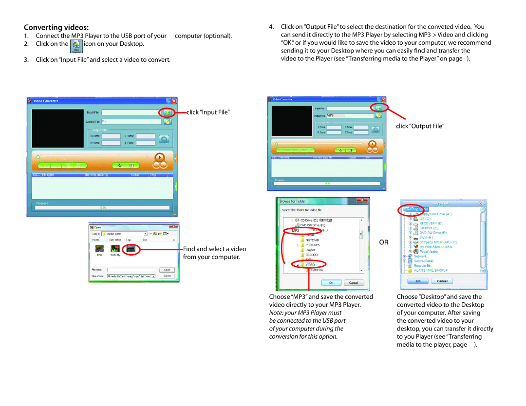 Slick MP550-4 manual Converting videos, Click Output File 