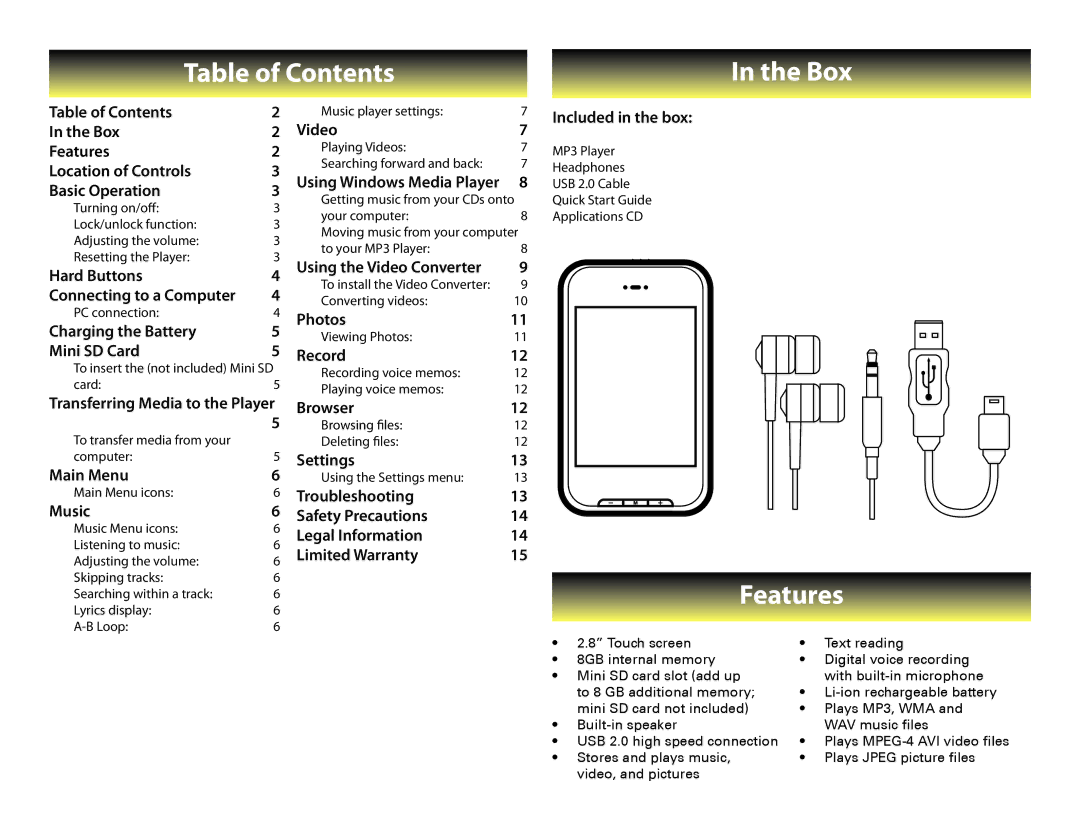 Slick MP550-4 manual Table of Contents 