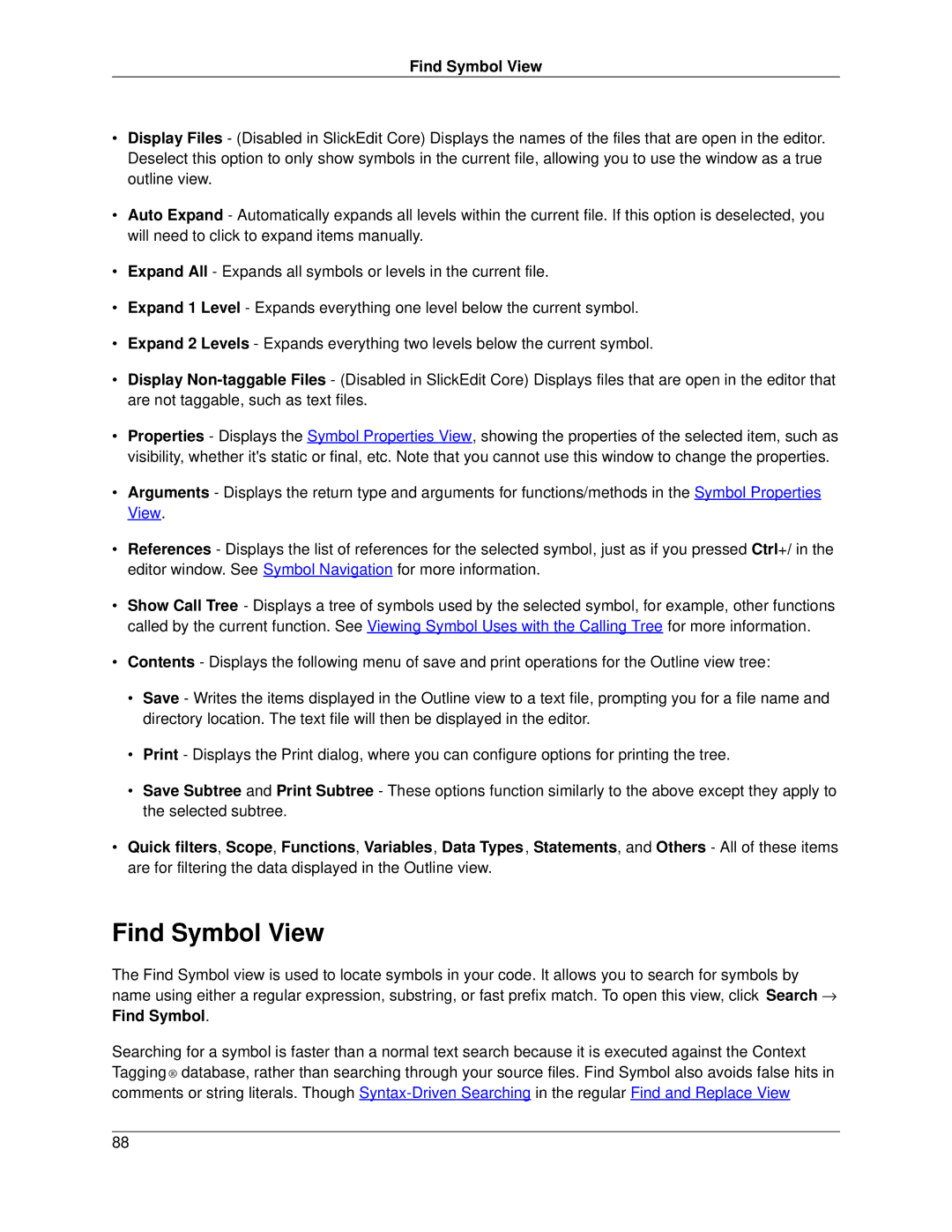 Slick V3.3 manual Find Symbol View 