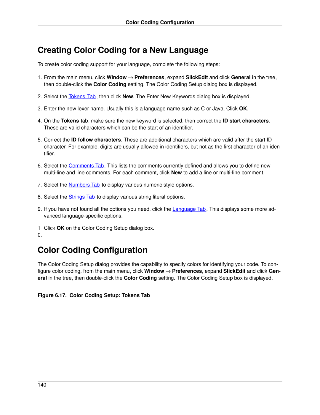 Slick V3.3 manual Creating Color Coding for a New Language, Color Coding Configuration 