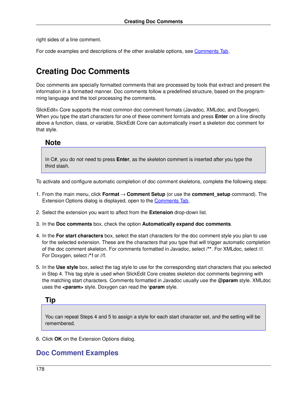 Slick V3.3 manual Creating Doc Comments, Doc Comment Examples 