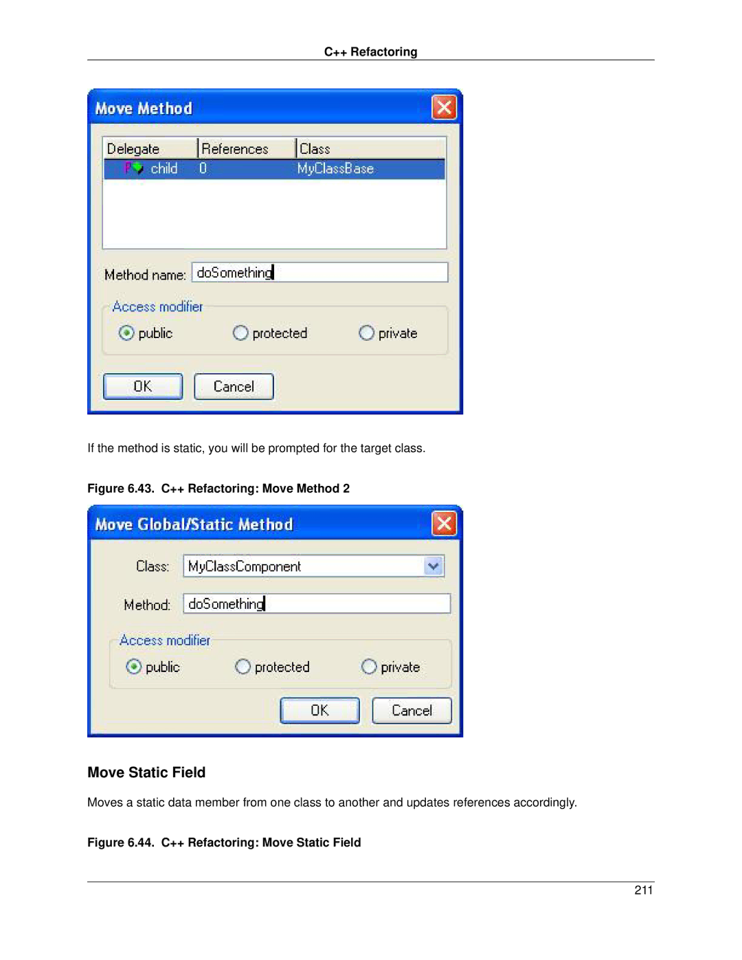 Slick V3.3 manual Move Static Field, 43. C++ Refactoring Move Method 