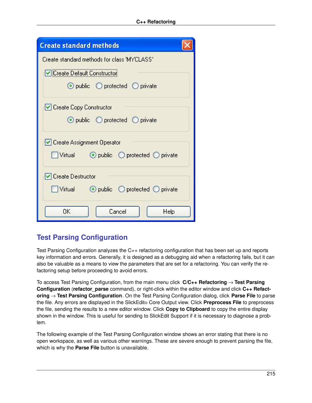 Slick V3.3 manual Test Parsing Configuration 