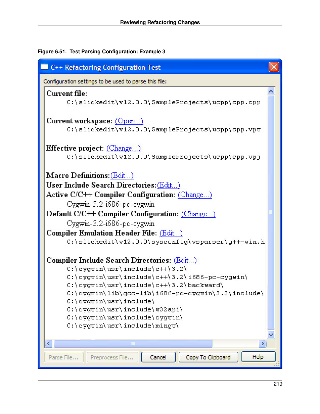 Slick V3.3 manual Reviewing Refactoring Changes, Test Parsing Configuration Example 