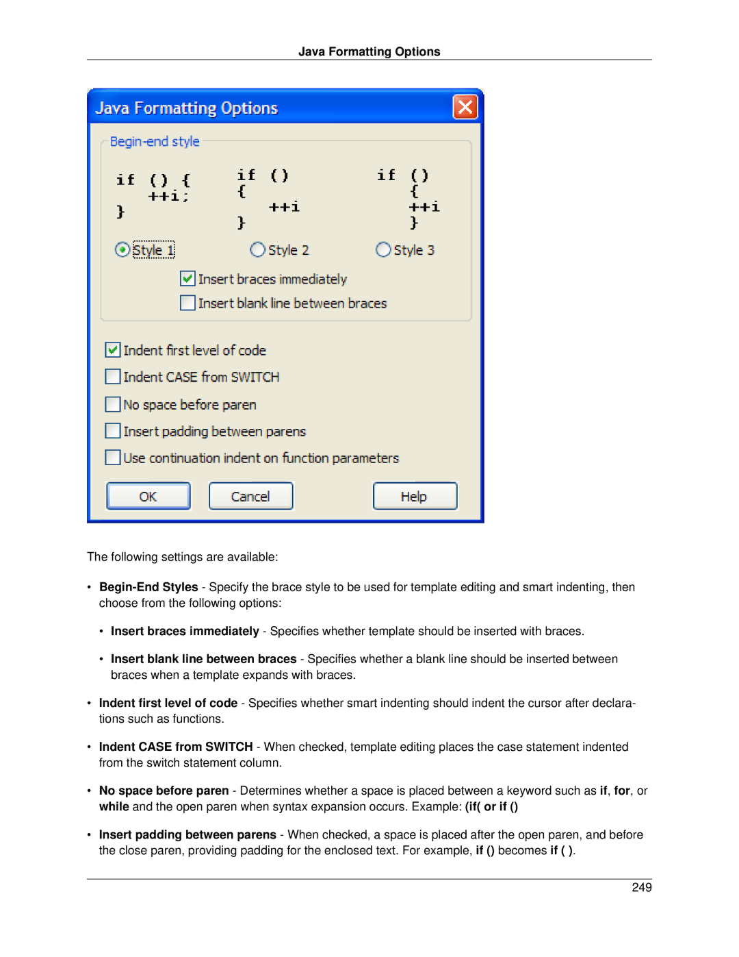 Slick V3.3 manual Java Formatting Options 