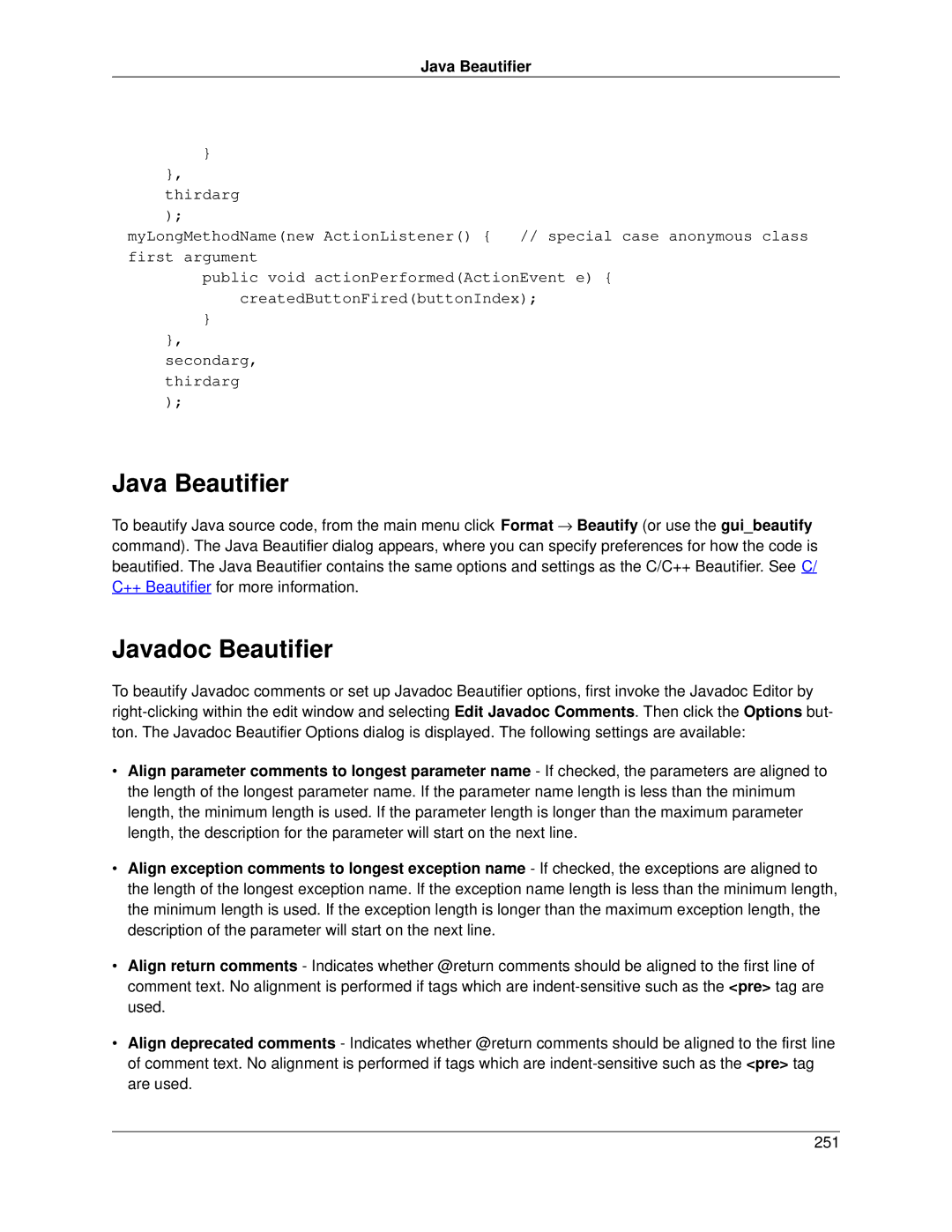 Slick V3.3 manual Java Beautifier, Javadoc Beautifier 