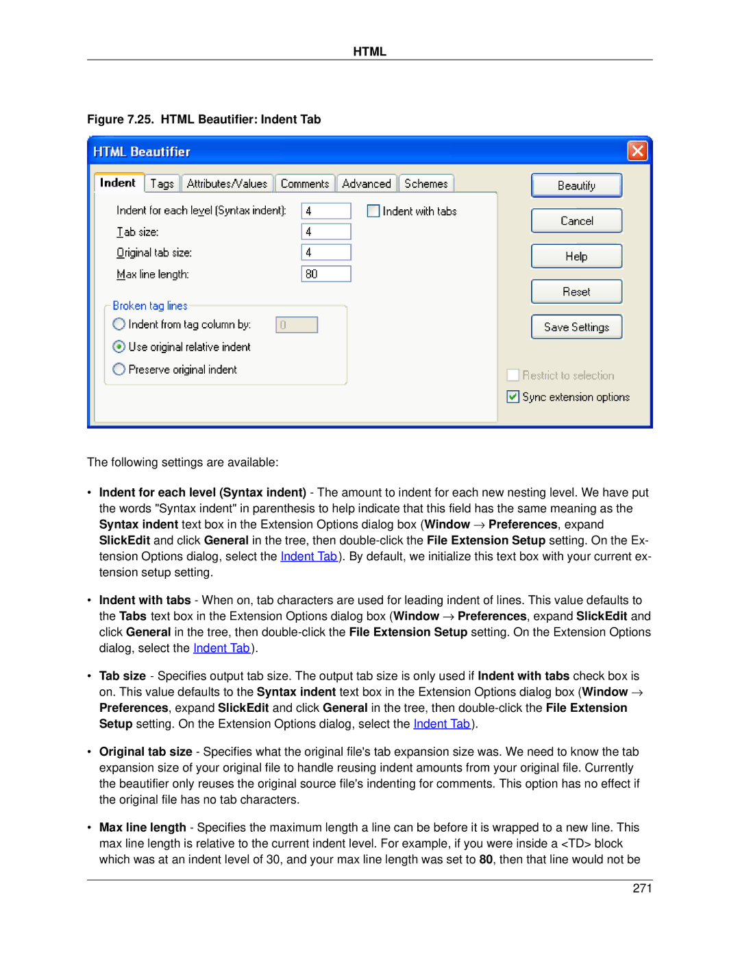 Slick V3.3 manual Html Beautifier Indent Tab 
