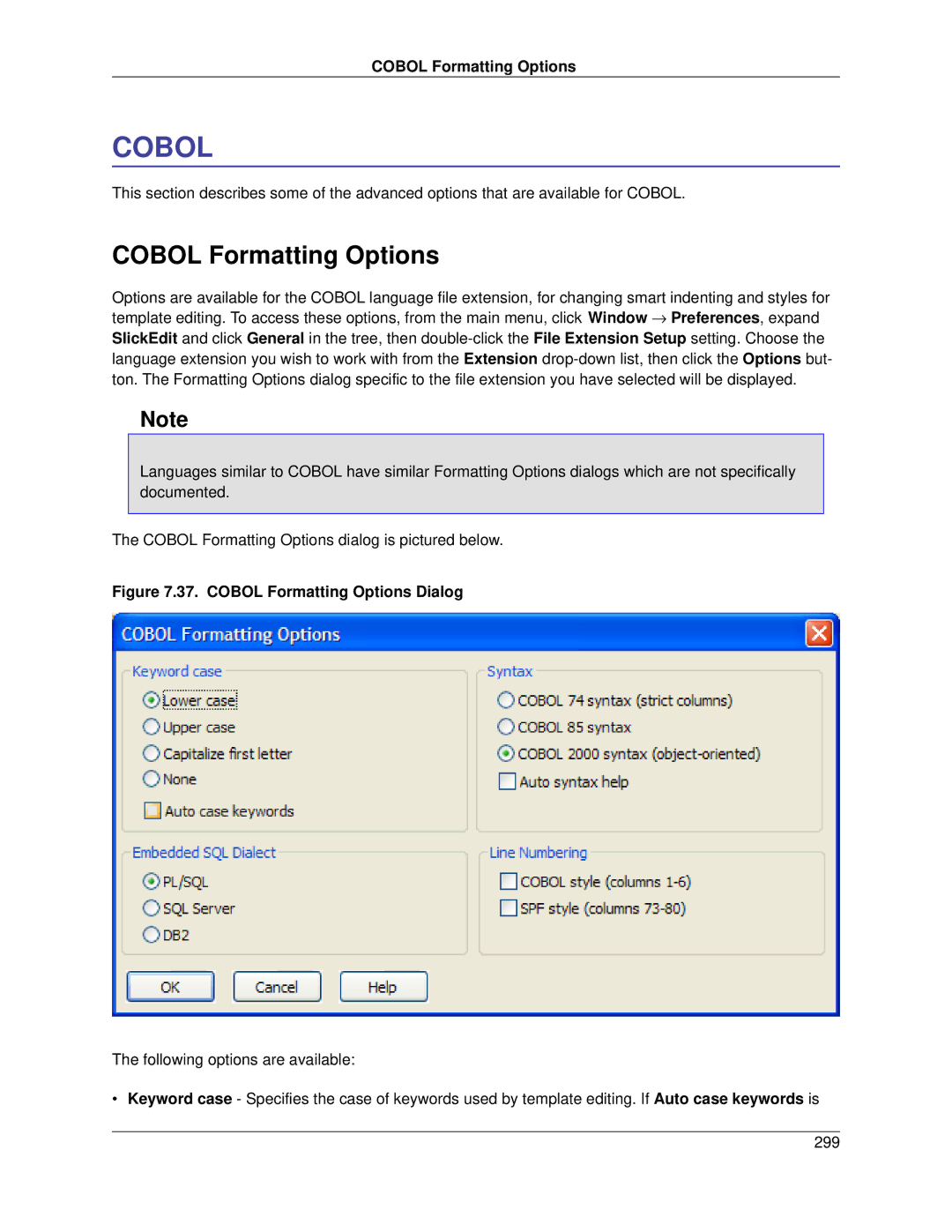 Slick V3.3 manual Cobol Formatting Options 