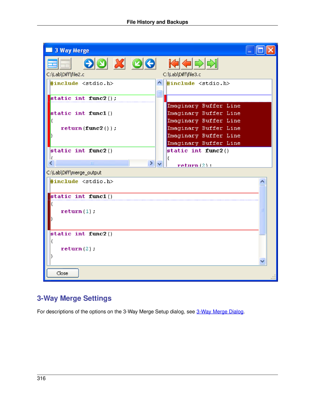 Slick V3.3 manual Way Merge Settings, File History and Backups 