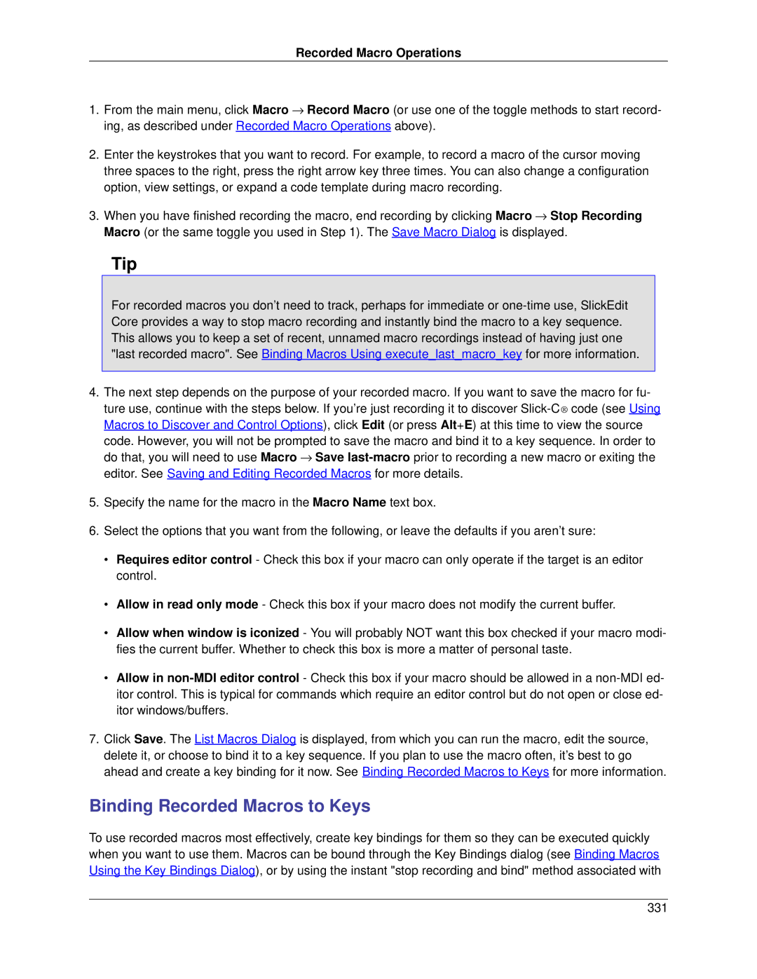 Slick V3.3 manual Binding Recorded Macros to Keys 