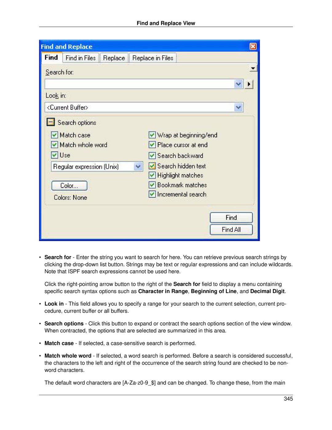 Slick V3.3 manual Find and Replace View 