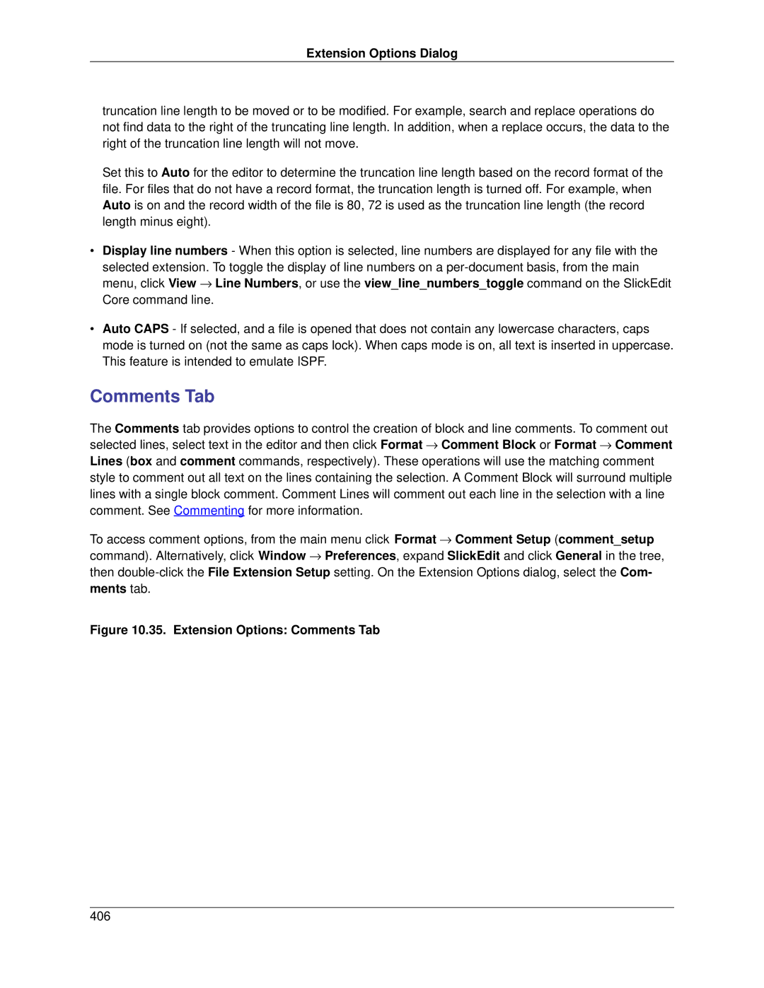 Slick V3.3 manual Extension Options Comments Tab 