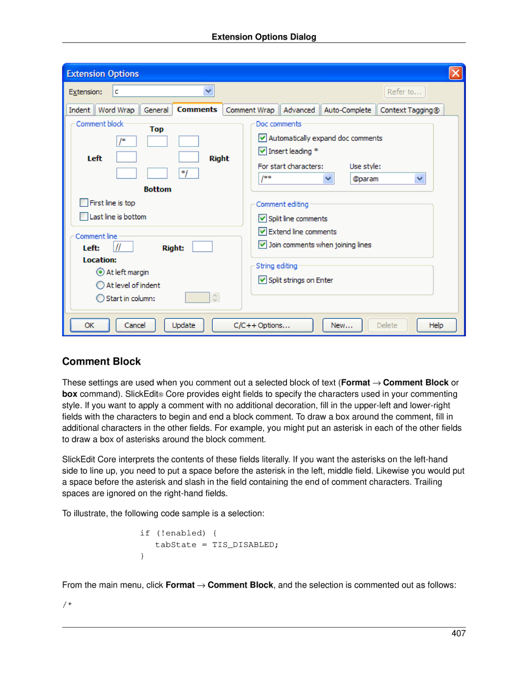 Slick V3.3 manual Comment Block, If !enabled TabState = Tisdisabled 