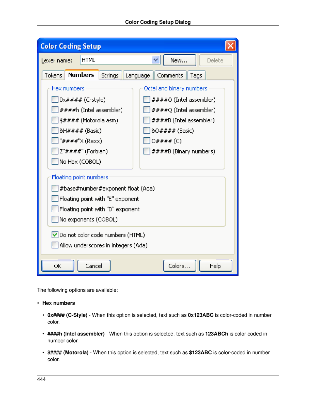 Slick V3.3 manual Hex numbers 