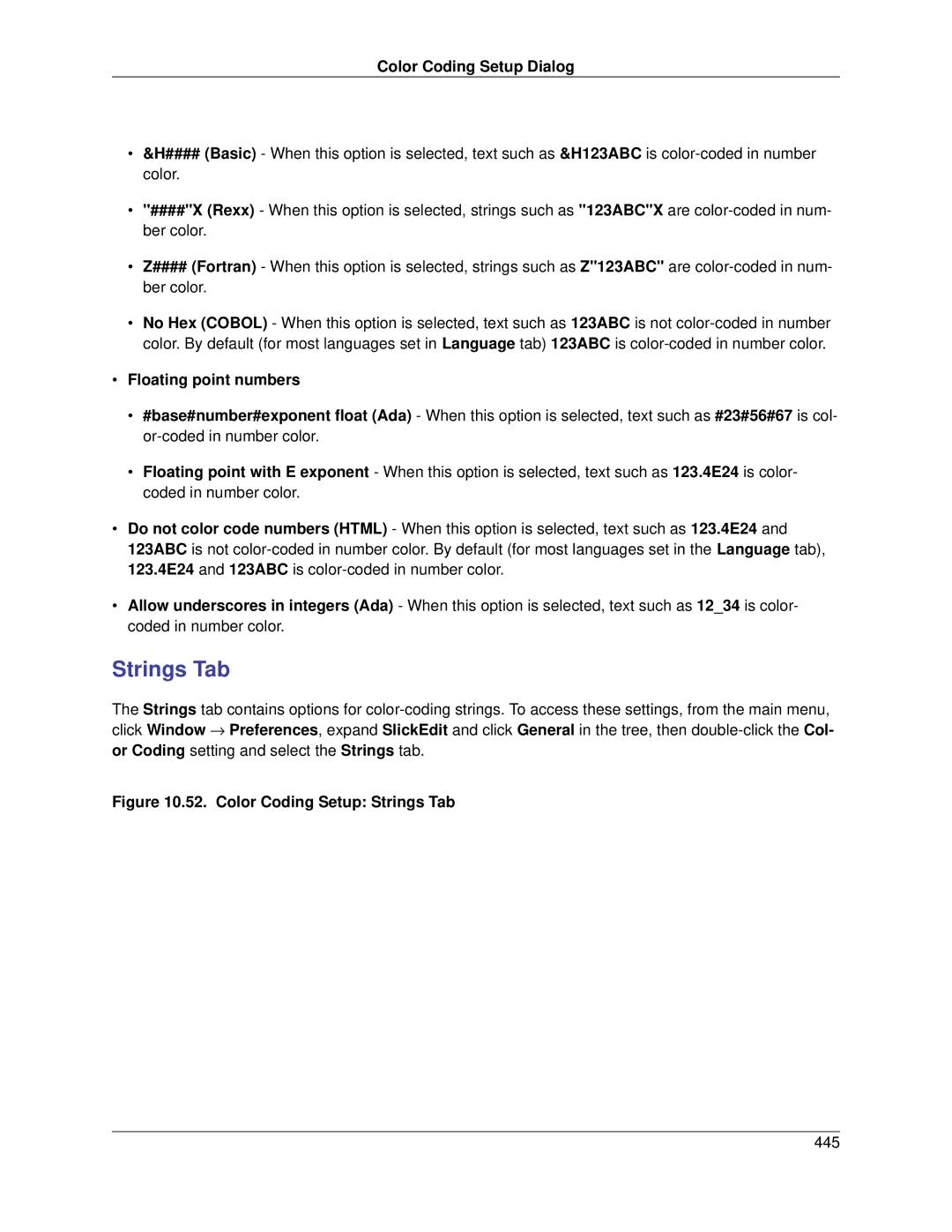 Slick V3.3 manual Strings Tab, Floating point numbers 