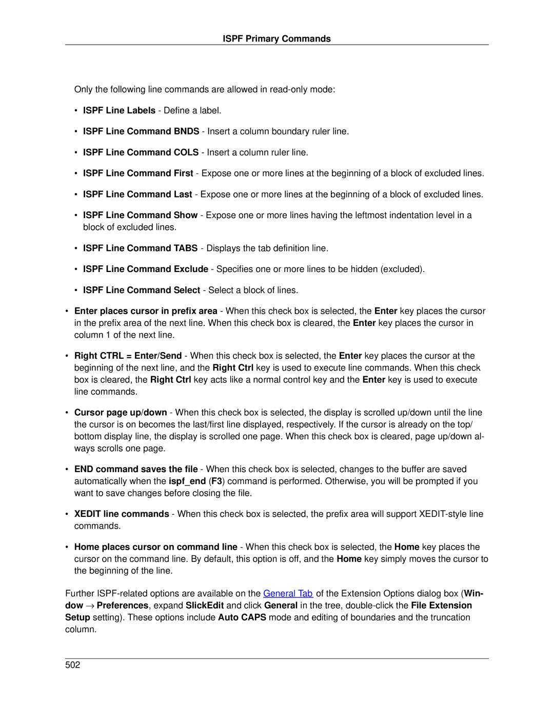 Slick V3.3 manual Ispf Primary Commands, Ispf Line Labels Define a label 