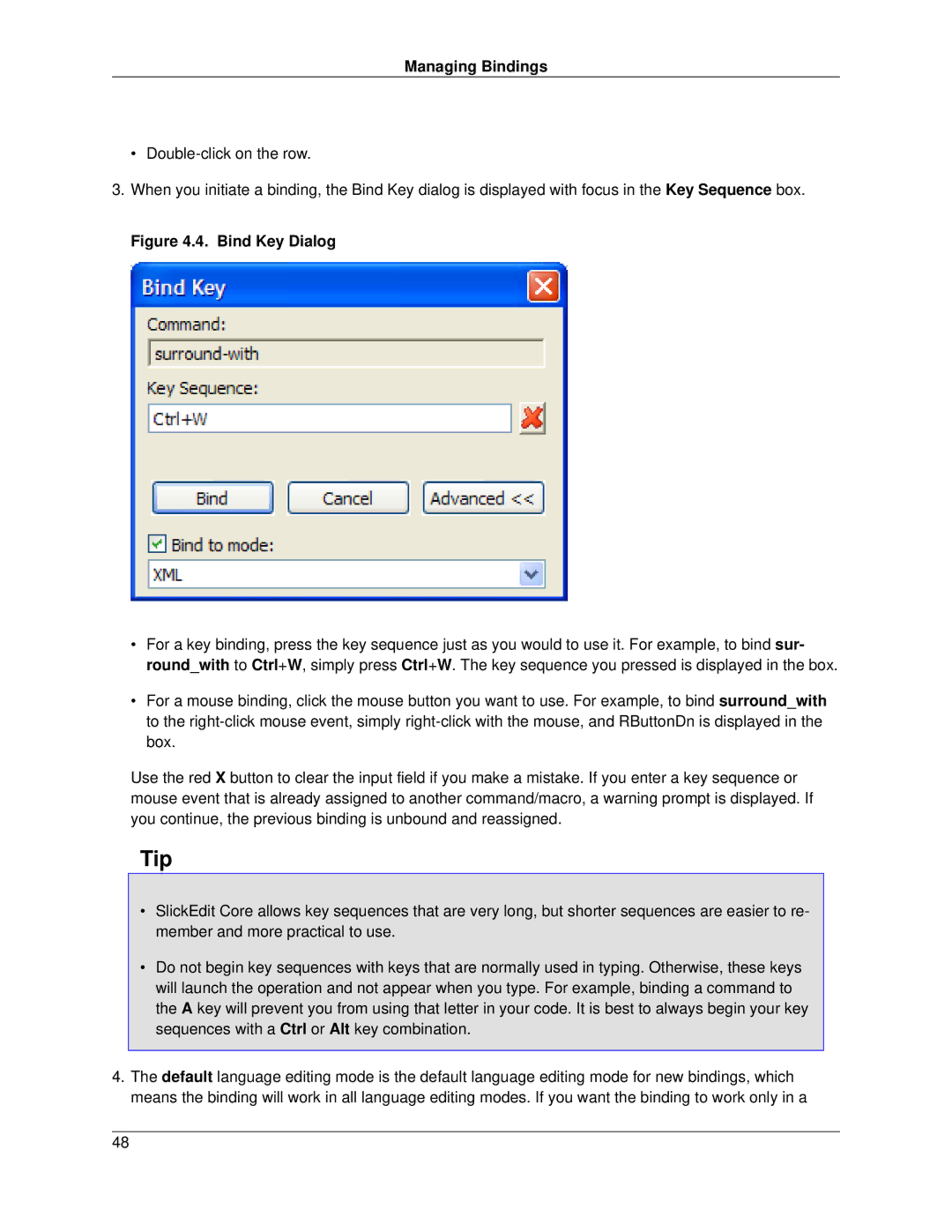 Slick V3.3 manual Bind Key Dialog 