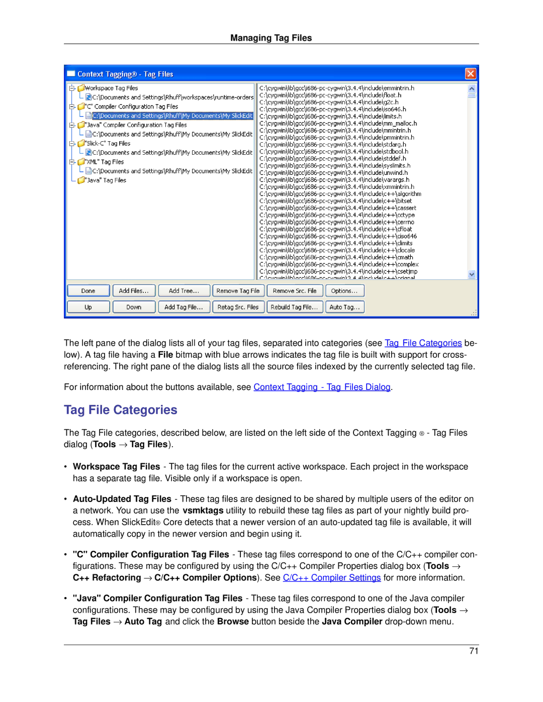 Slick V3.3 manual Tag File Categories 