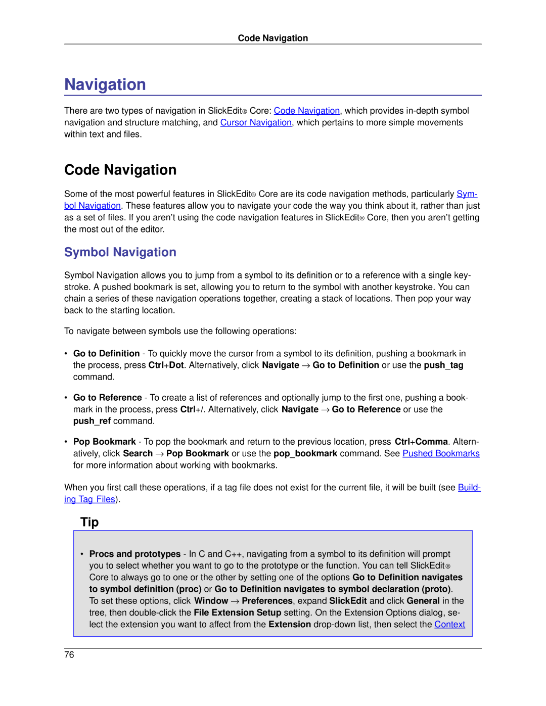 Slick V3.3 manual Code Navigation, Symbol Navigation 