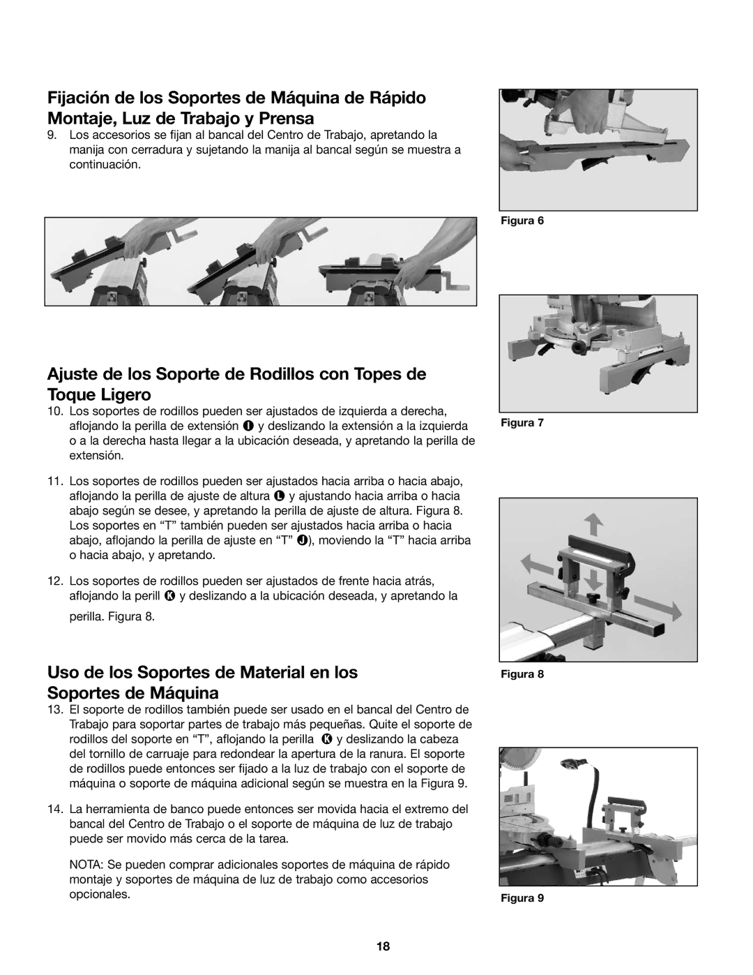 SLIK PM7000 manual Ajuste de los Soporte de Rodillos con Topes de Toque Ligero 