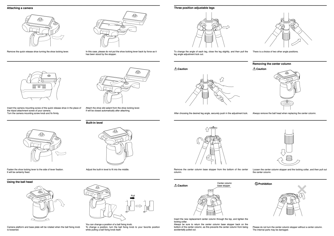 SLIK PRO 340BH TRIPOD manual 