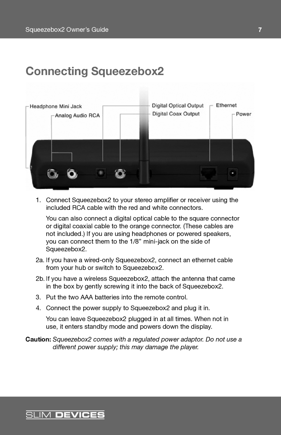 Slim Devices manual Connecting Squeezebox2 