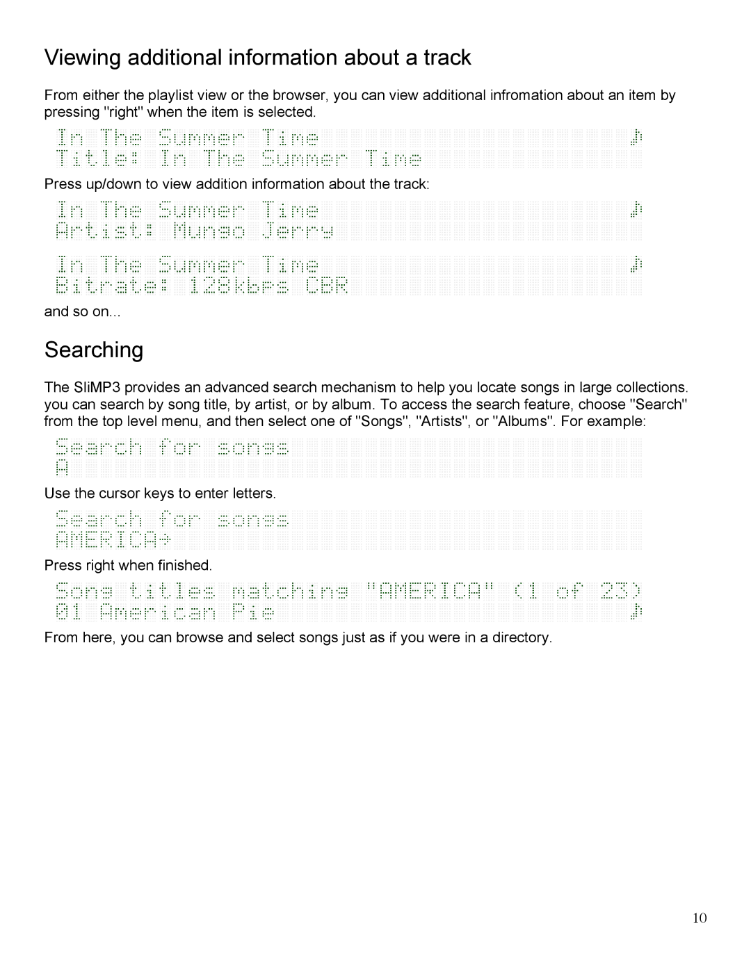 Slim Devices SliMP3 owner manual Viewing additional information about a track 